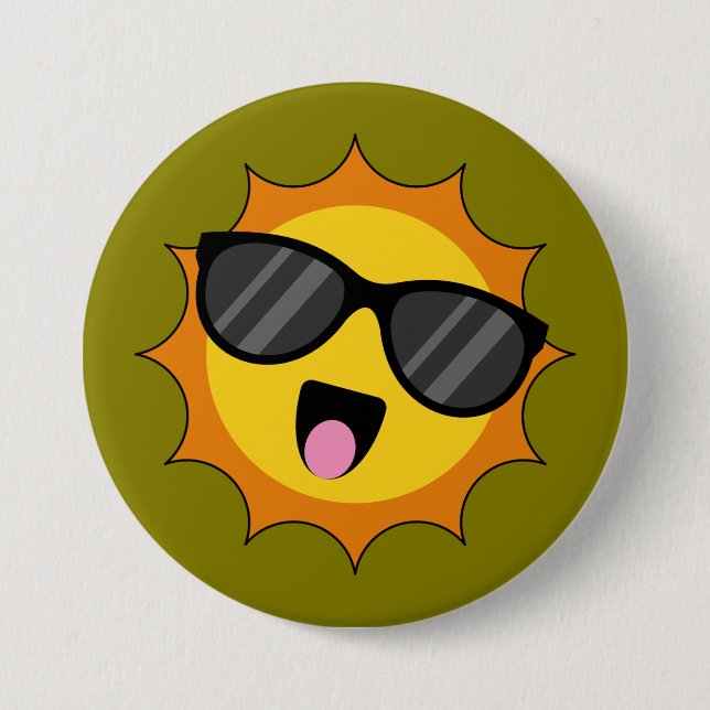Sonnige Sonne mit schwarzer Sonnenbrille Button (Vorderseite)
