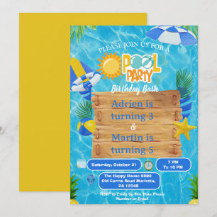 Sonnige Splash Joint Poolparty für Kinder  Einladung
