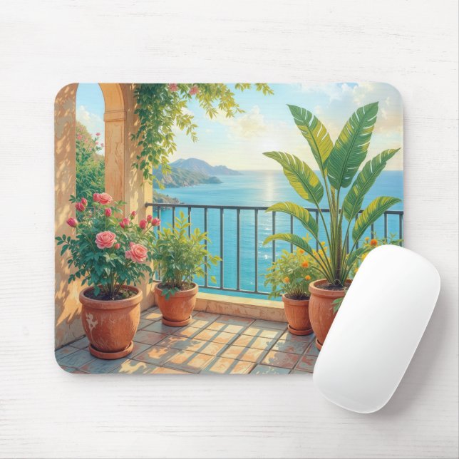 Sonnige Strandterrasse Mousepad (Mit Mouse)