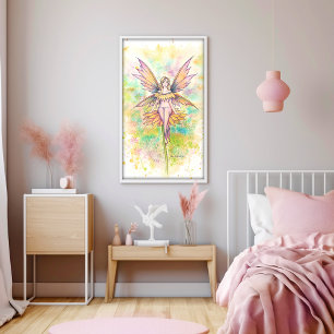 Sonnige Tage Feen-Wasserfarbenmalerei Poster