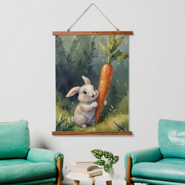 Sonnige Träume: Whimsical Wood Topped Tapestry Wandteppich Mit Holzrahmen (Wohnzimmer)
