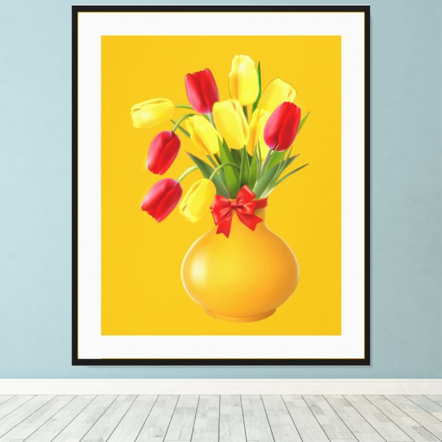 Sonnige Tulip-Anordnung im Retro-Stil Leinwanddruck (Insitu (Holzboden))