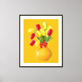 Sonnige Tulip-Anordnung im Retro-Stil Leinwanddruck
