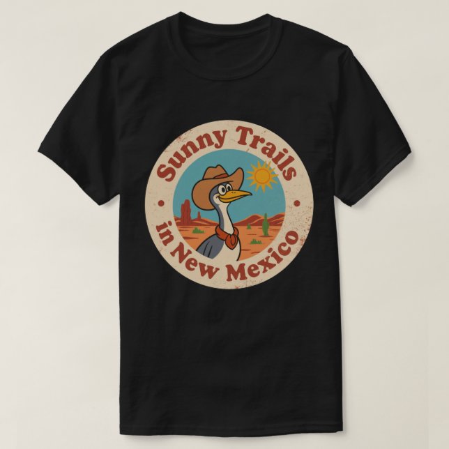 Sonnige Wege_ New Mexico Wüste Artwork T-Shirt (Design vorne)