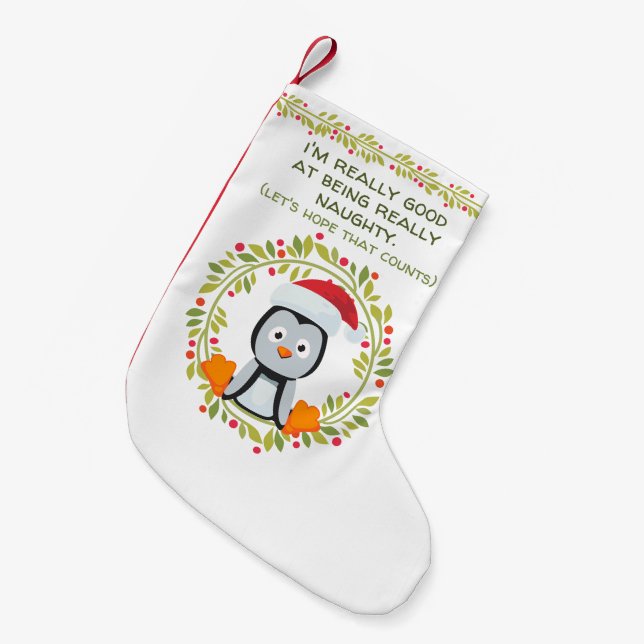 Sonnige Weihnachtspenguin Gut, wenn man schmutzig  Kleiner Weihnachtsstrumpf (Vorderansicht (hängend))