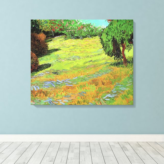 Sonnige Wiese im öffentlichen Park von Vincent van Leinwanddruck (Insitu (Holzboden))