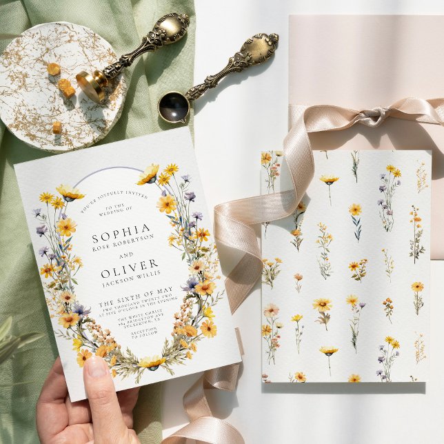 Sonnige Wildblume Chic Floral Wedding Einladung (Von Creator hochgeladen)