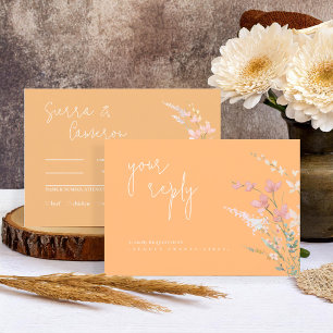 Sonnige Wildblume Hochzeitpfirsich Orange ID1023 RSVP Karte