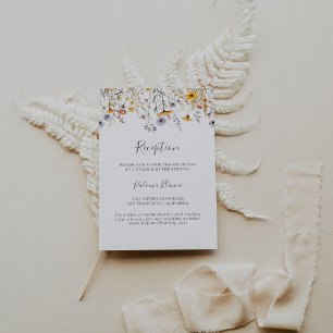Sonnige Wildblume Hochzeitsempfang im Herbst Begleitkarte