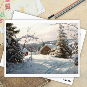 Sonnige Winterlandschaft von Peder Mork Monsted Postkarte