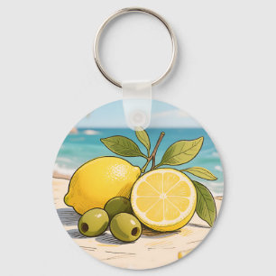 Sonnige Zitrone Olive Strand Frisch Schlüsselanhänger