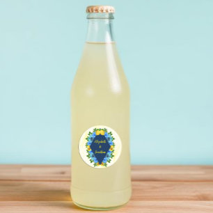 Sonnige Zitronen-Blumenhochzeit Runder Aufkleber