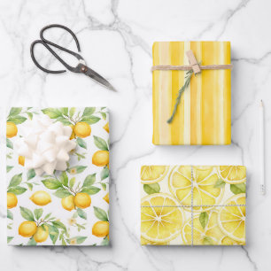 Sonnige Zitronenfreude Wasserfarbe Geschenkpapier Set
