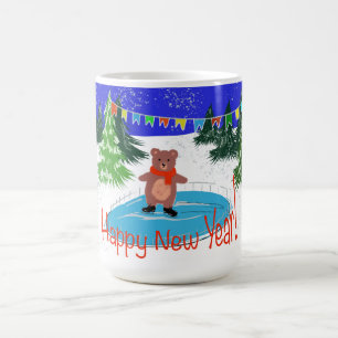 Sonniger Bär auf den Skaten im Winter Kaffeetasse