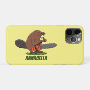 Sonniger Biber mit Kettensäge Cartoon Spaß Case-Mate iPhone Hülle