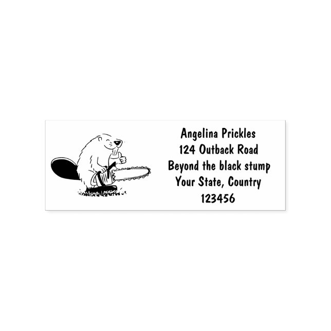 Sonniger Biber mit Kettensäge Cartoon Spaß Gummistempel (Prägung)