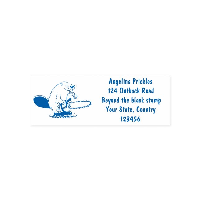 Sonniger Biber mit Kettensäge Cartoon Spaß Permastempel (Design)