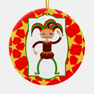 Sonniger Clown aus dem Mittelalter Keramik Ornament