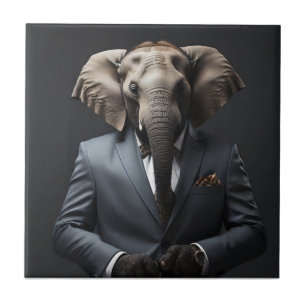 Sonniger Elefant im Anzug Fliese
