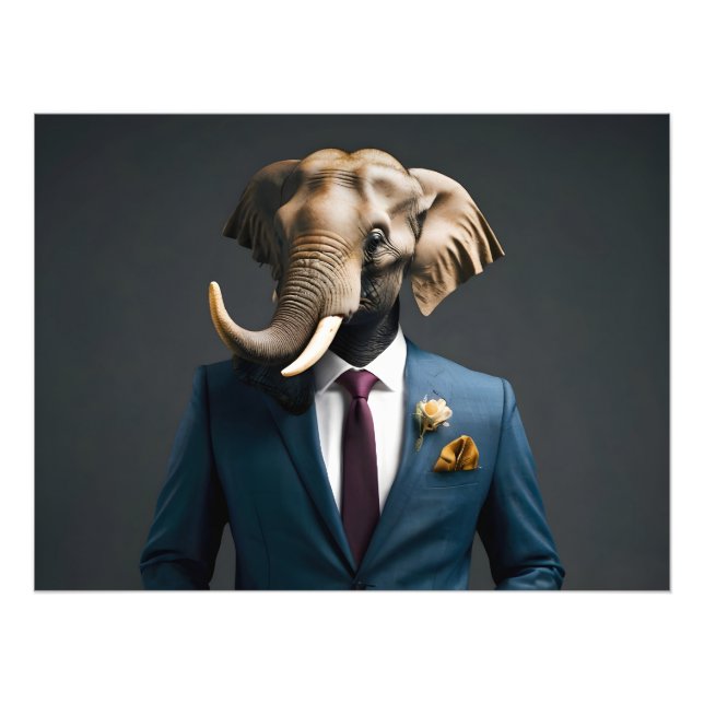 Sonniger Elefant im Anzug Fotodruck (Vorne)
