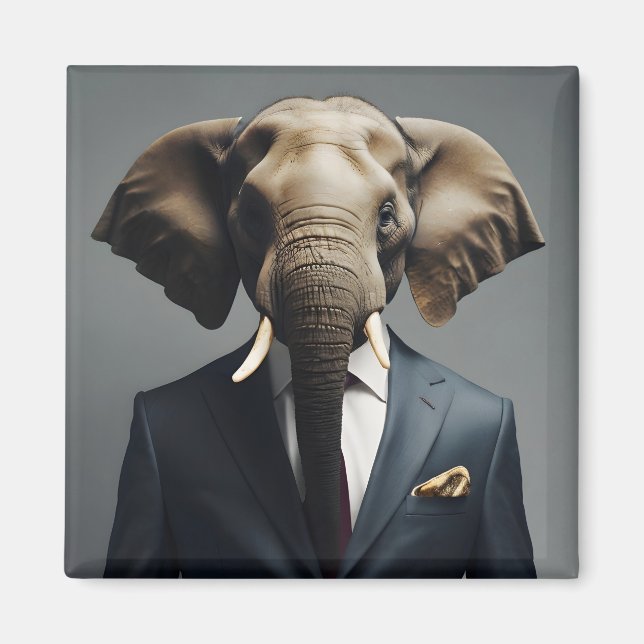 Sonniger Elefant im Anzug Magnet (Vorne)
