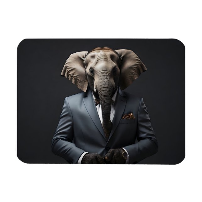 Sonniger Elefant im Anzug Magnet (Horizontal)
