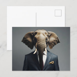 Sonniger Elefant im Anzug Postkarte