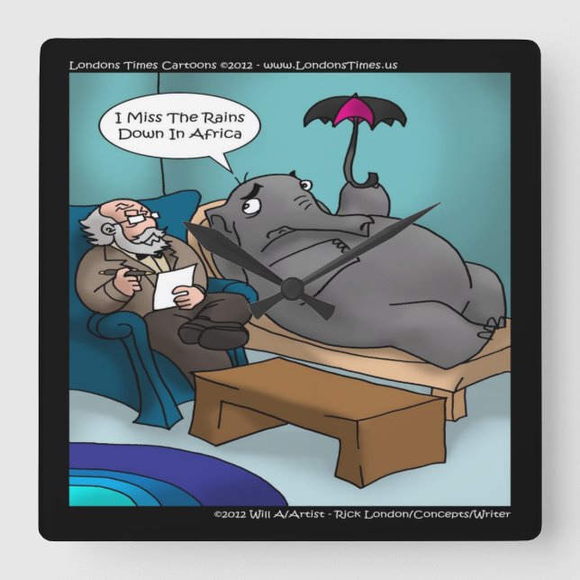 Sonniger Elefant in der Therapiewall-Uhr Quadratische Wanduhr (Vorderseite)