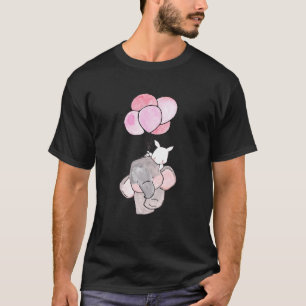 Sonniger Elefant und weißes Kaninchen mit Balloons T-Shirt