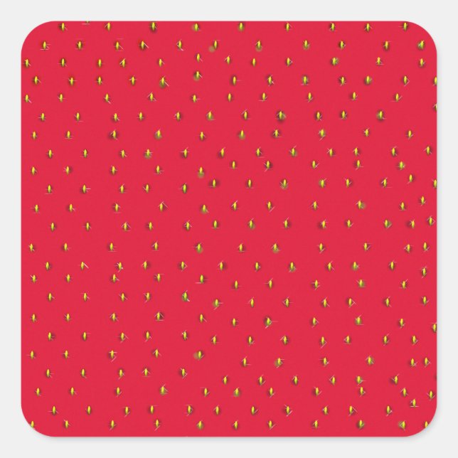 Sonniger Erdbeerhintergrund rot Quadratischer Aufkleber (Vorderseite)