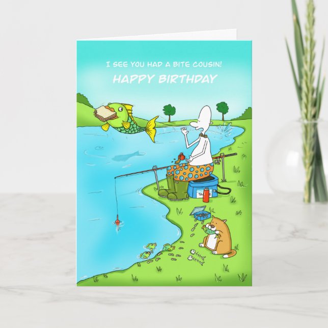 Sonniger Geburtstag Cousin Angelkarte Spaß Karte (Vorderseite)