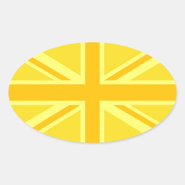 Sonniger gelber Gewerkschafts-Jack-britischer Ovaler Aufkleber (Vorderseite)