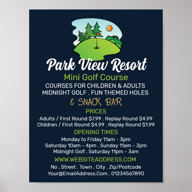 Sonniger Golfplatz, Mini-Golfplatz Werbung Poster (Vorne)