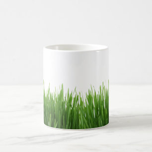 Sonniger hellgrüner Grasphotographiedruck Kaffeetasse