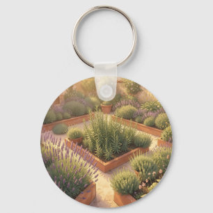 Sonniger Mittelmeer-Kräutergarten Lavendel Rosmari Schlüsselanhänger