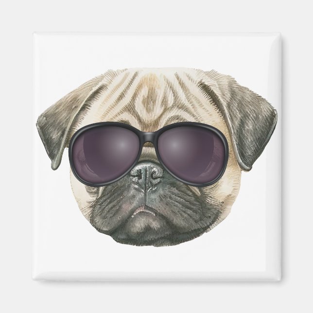 Sonniger Mops, Niedlicher französischer Bulldogge  Magnet (Vorne)