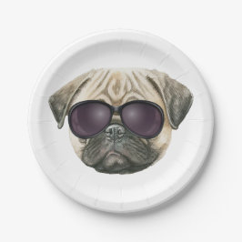 Sonniger Mops, Niedlicher französischer Bulldogge  Pappteller