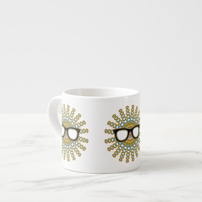 Sonniger Nerd Brille + Ihr Backgr. Ideen Espressotasse (Vorderseite Links)