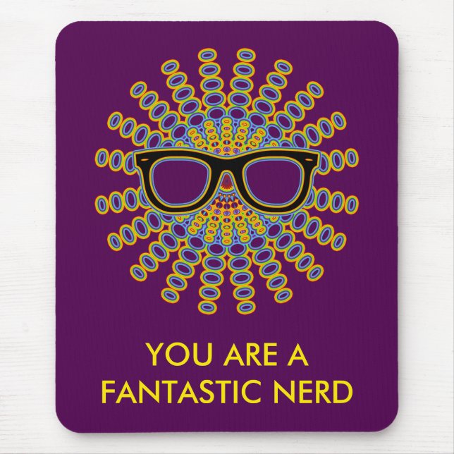 Sonniger Nerd Brille + Ihr Backgr. Ideen Mousepad (Vorne)