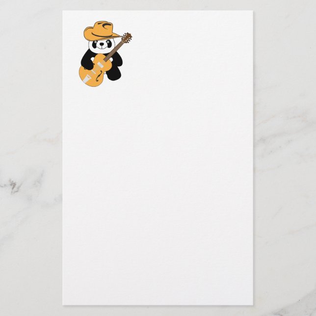 Sonniger Panda mit Gitarre Briefpapier (Vorderseite)