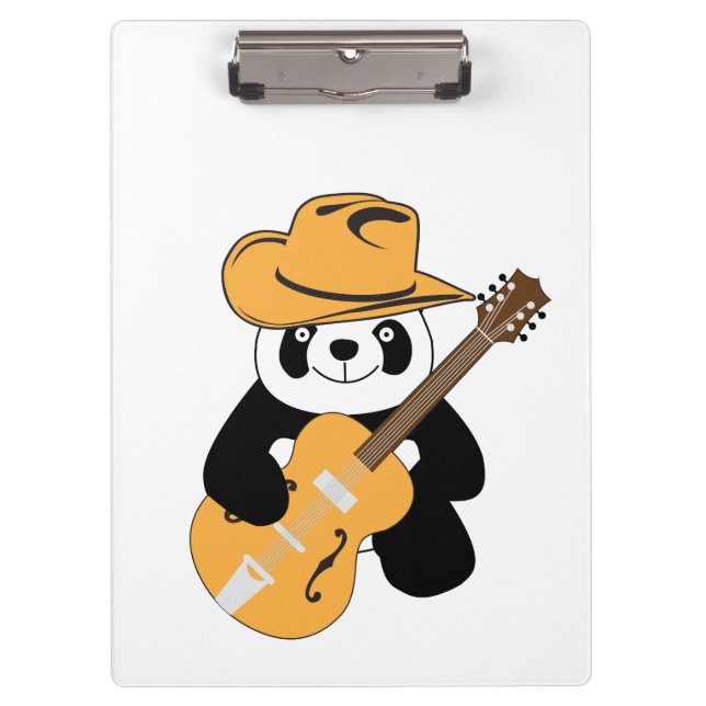 Sonniger Panda mit Gitarre Klemmbrett (Vorderseite)