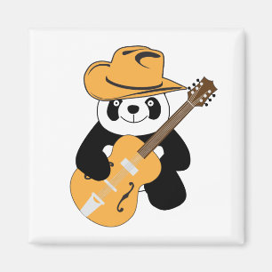 Sonniger Panda mit Gitarre Magnet