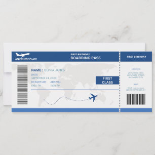 Sonniger Pass, Boarding Pass Ticket 1. Geburtstag Einladung