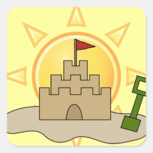 Sonniger Sandcastle Quadratischer Aufkleber
