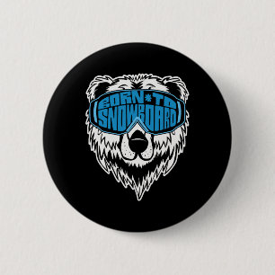 Sonniger Snowboarder Eisbär Geboren zum Snowboard Button