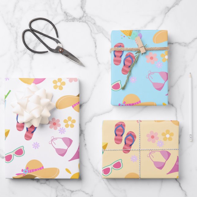 Sonniger Sommer Geschenkpapier Set (Vorderseite)