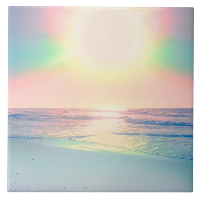 Sonniger Sommer mit tropischer Sonne Fliese (Vorderseite)