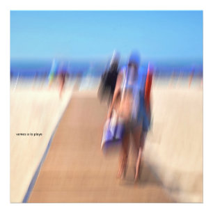 Sonniger Sommerstrand farbenfroher Ozean Sonne Som Fotodruck