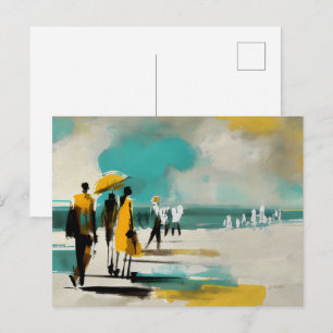 Sonniger Spaziergang – Abstrakte Figuren im offene Postkarte