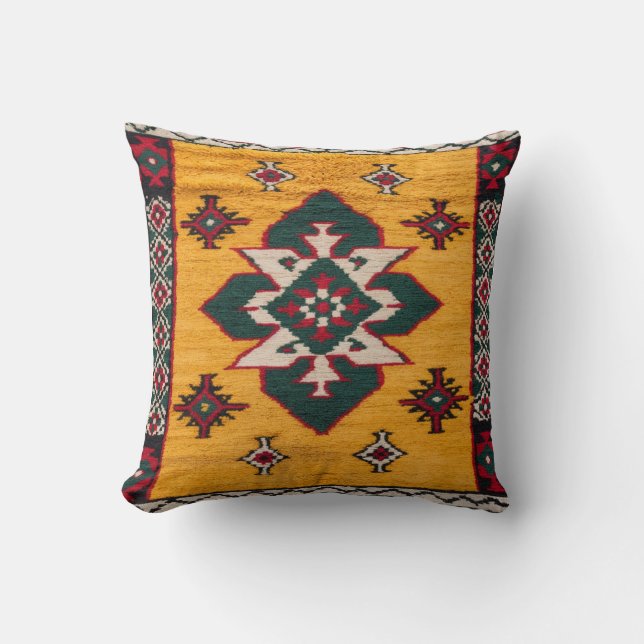 Sonniger Splendor: Gelbe Kilim-Kissen Kissen (Vorderseite)